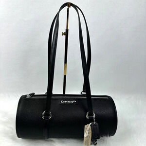 Coach Barrel Bag In Coachtopia Leather Shoulder Bag In Black Rainbow CT382 NWT